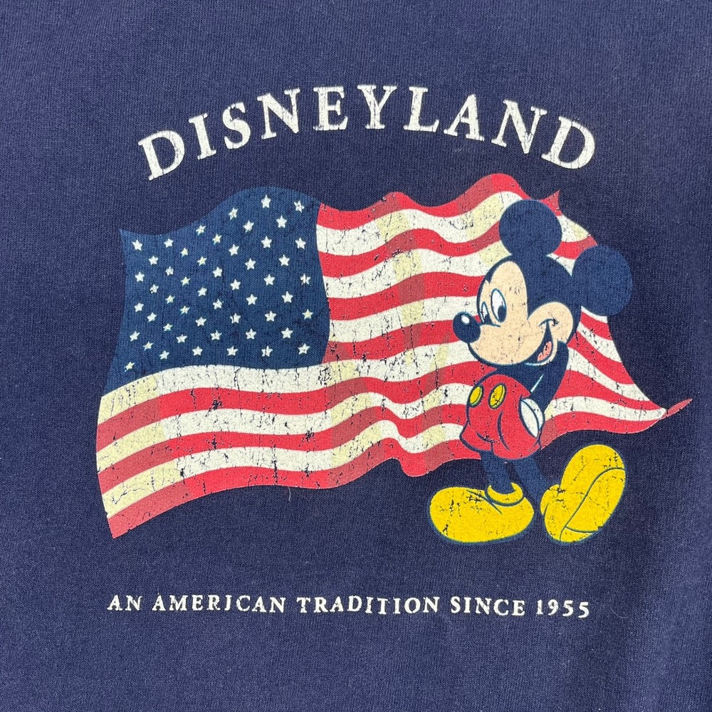 Disneyland Mickey Mouse American Flag Navy Blue Sweatshirt Mens Medium USA Made - Picture 5 of 12